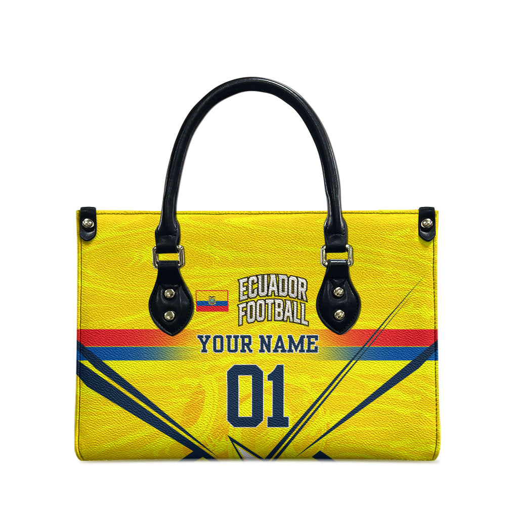 Personalized Ecuador Football Leather Bag Dynamic Line Soccer Graphic Flag Colors