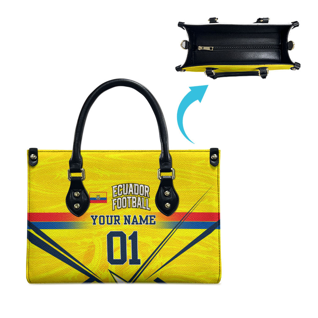 Personalized Ecuador Football Leather Bag Dynamic Line Soccer Graphic Flag Colors