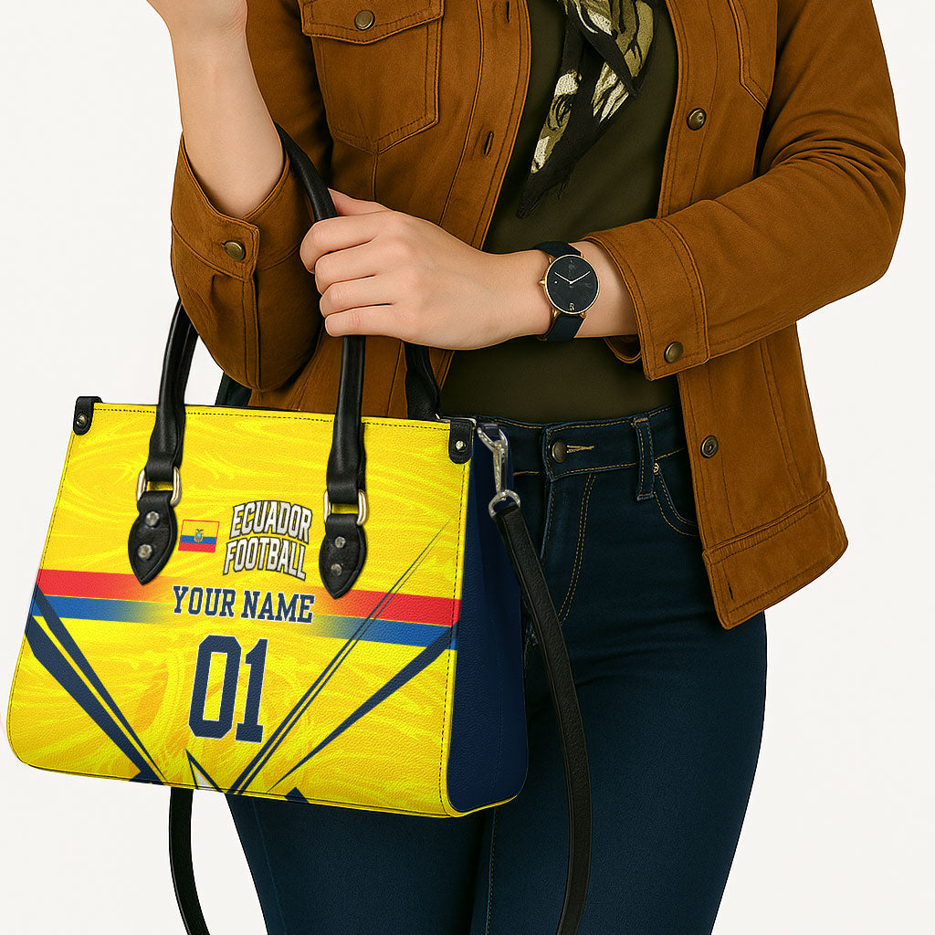 Personalized Ecuador Football Leather Bag Dynamic Line Soccer Graphic Flag Colors
