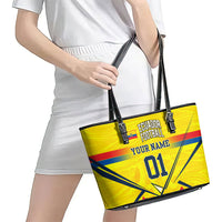 Personalized Ecuador Football Leather Tote Bag Dynamic Line Soccer Graphic Flag Colors