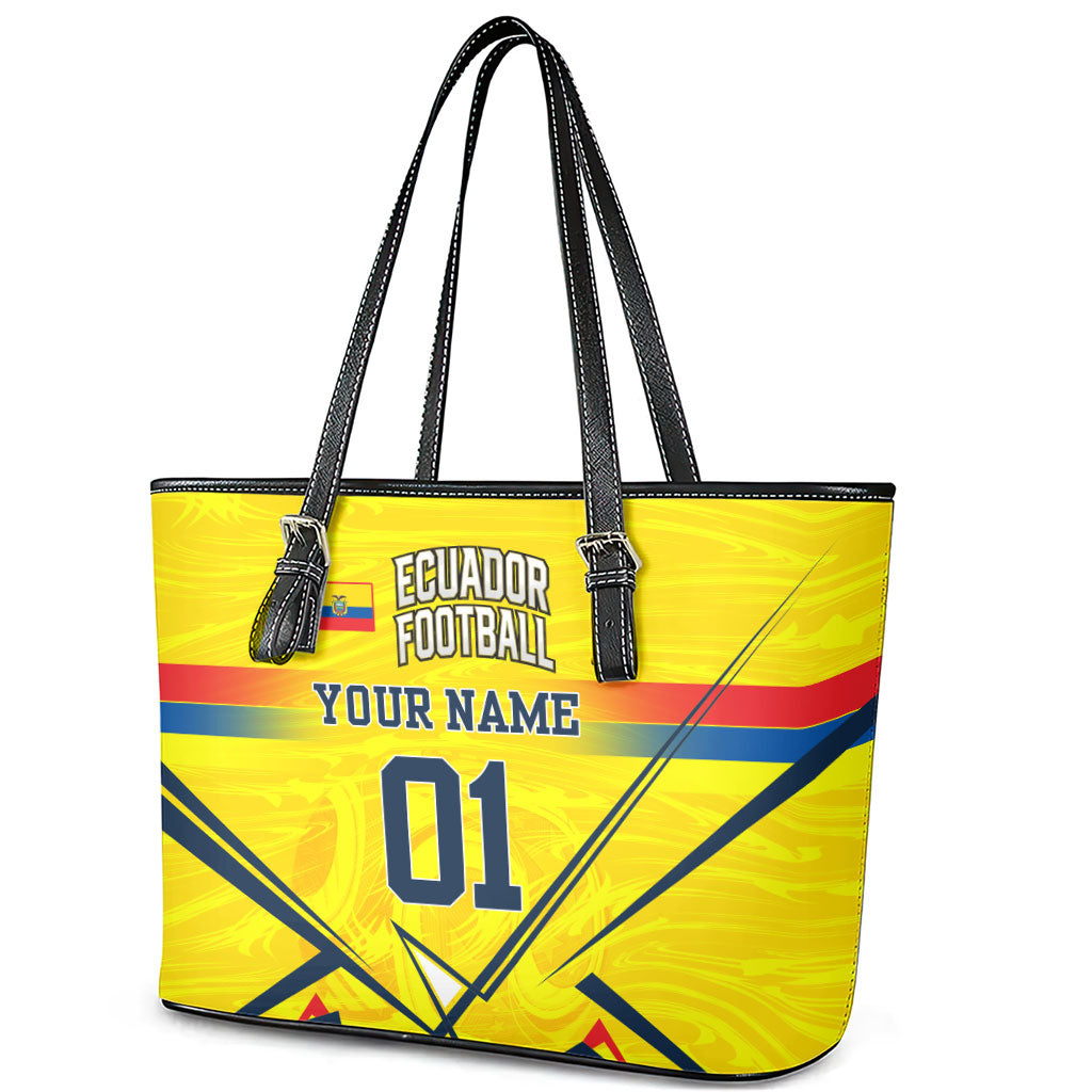 Personalized Ecuador Football Leather Tote Bag Dynamic Line Soccer Graphic Flag Colors