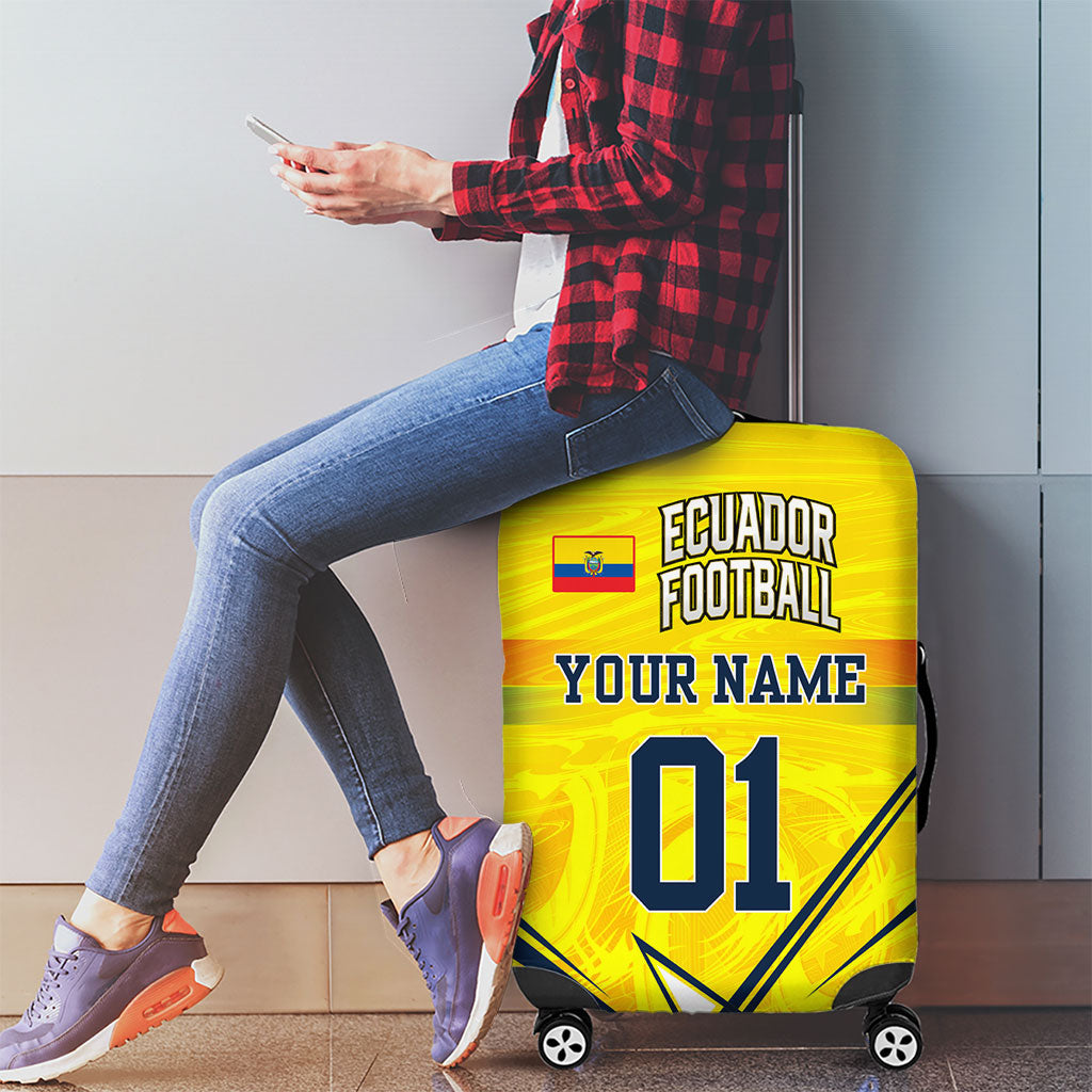 Personalized Ecuador Football Luggage Cover Dynamic Line Soccer Graphic Flag Colors
