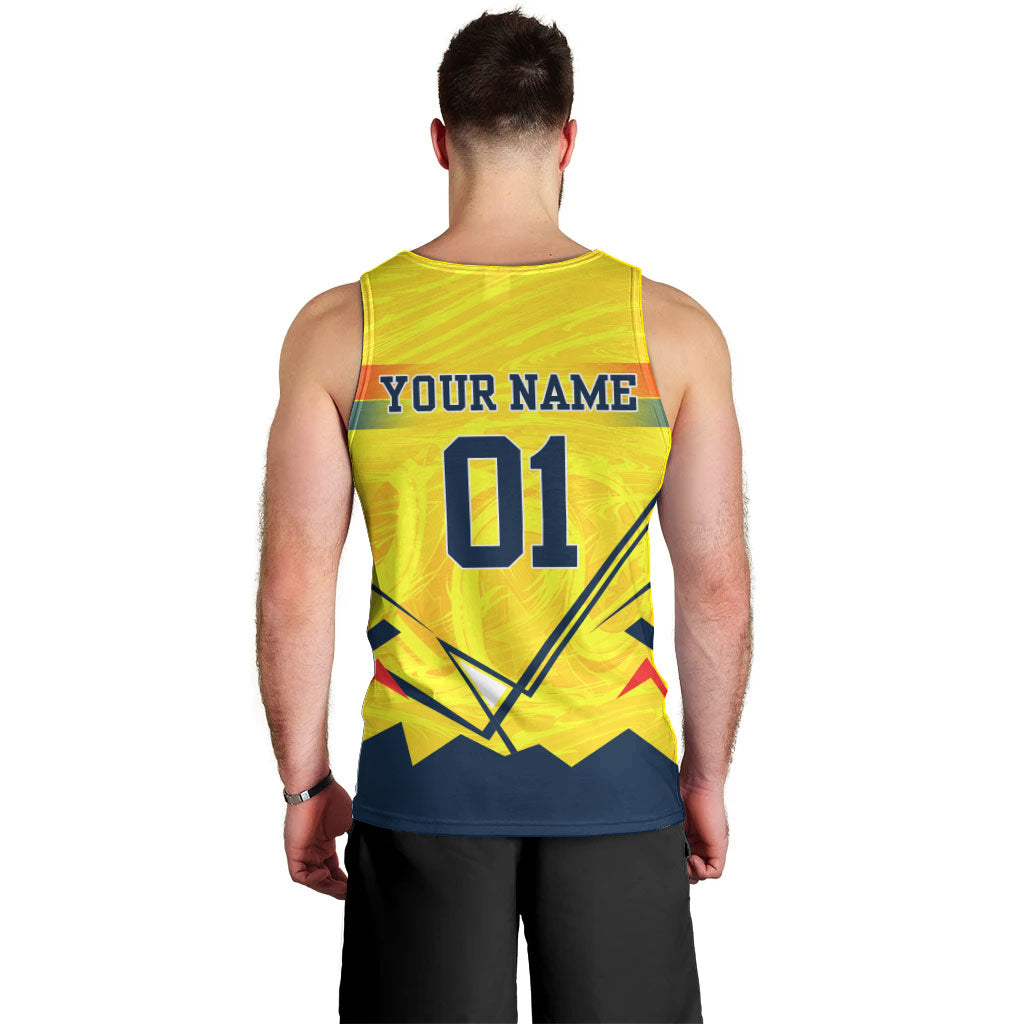 Personalized Ecuador Football Men Tank Top Dynamic Line Soccer Graphic Flag Colors