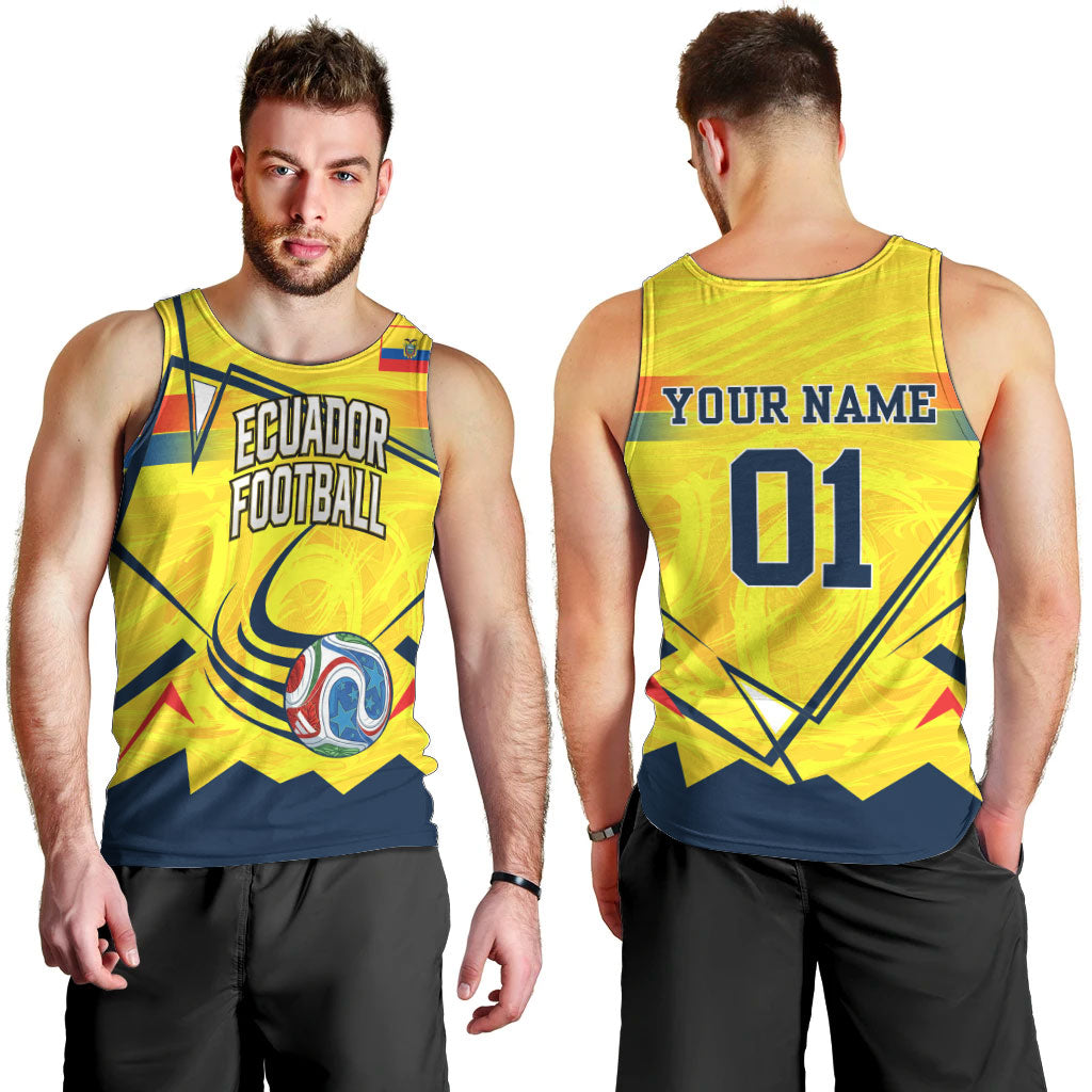 Personalized Ecuador Football Men Tank Top Dynamic Line Soccer Graphic Flag Colors
