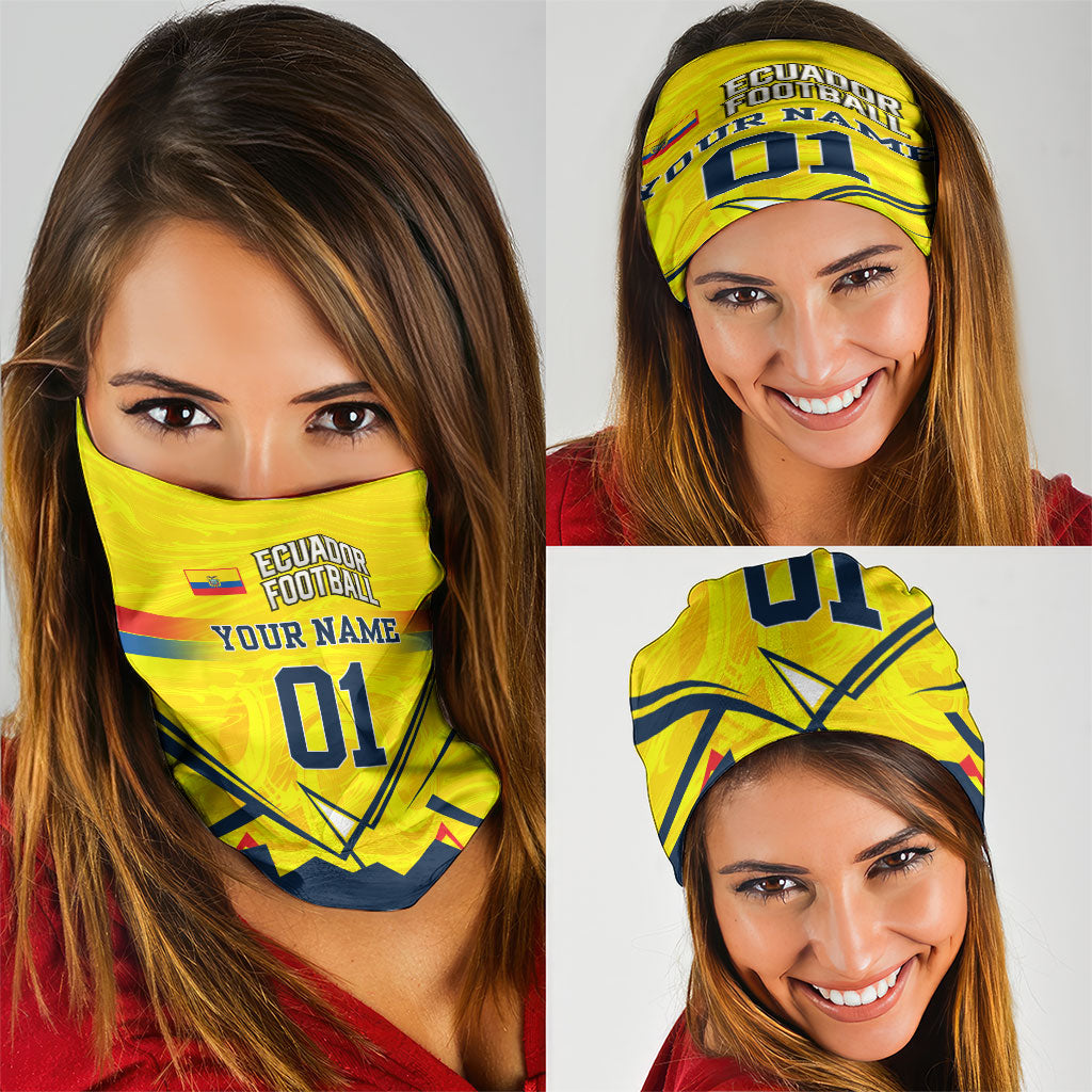 Personalized Ecuador Football Neck Gaiter Dynamic Line Soccer Graphic Flag Colors