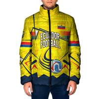 Personalized Ecuador Football Padded Jacket Dynamic Line Soccer Graphic Flag Colors