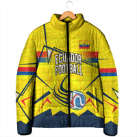 Personalized Ecuador Football Padded Jacket Dynamic Line Soccer Graphic Flag Colors