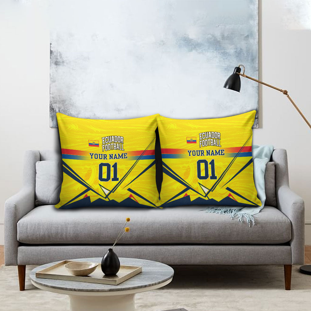 Personalized Ecuador Football Pillow Cover Dynamic Line Soccer Graphic Flag Colors