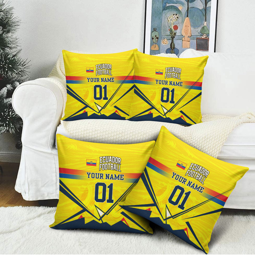 Personalized Ecuador Football Pillow Cover Dynamic Line Soccer Graphic Flag Colors