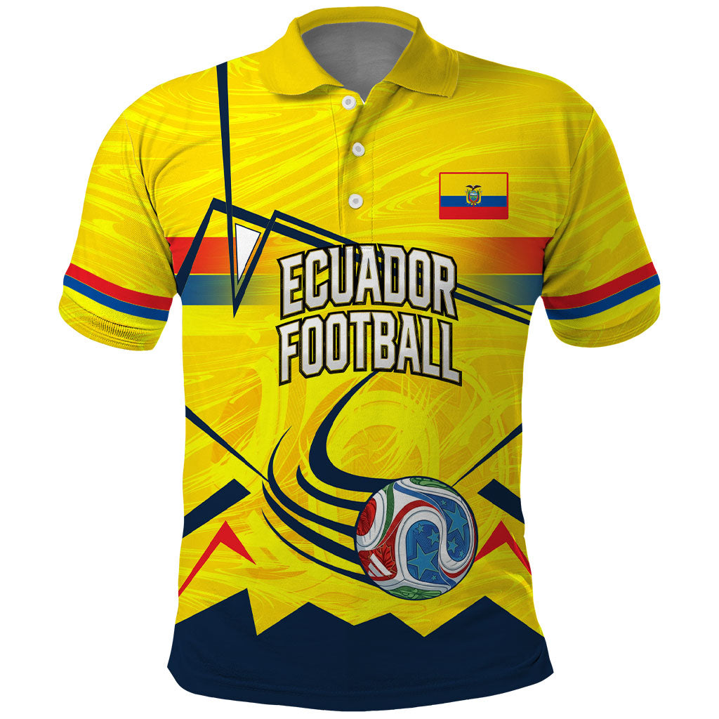 Personalized Ecuador Football Polo Shirt Dynamic Line Soccer Graphic Flag Colors