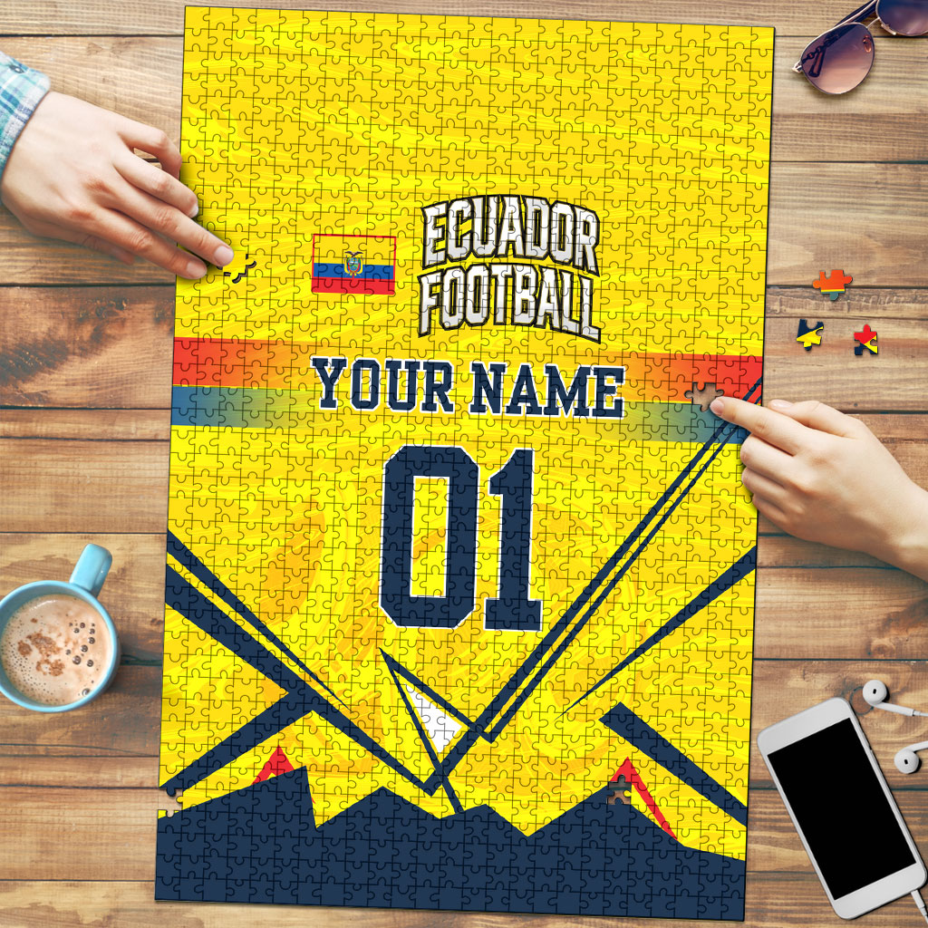Personalized Ecuador Football Puzzle Dynamic Line Soccer Graphic Flag Colors