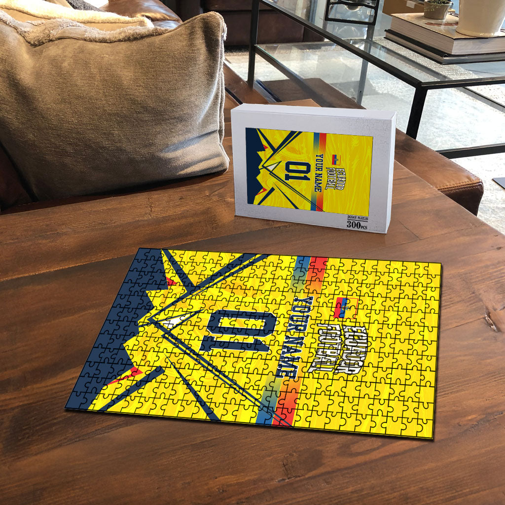 Personalized Ecuador Football Puzzle Dynamic Line Soccer Graphic Flag Colors