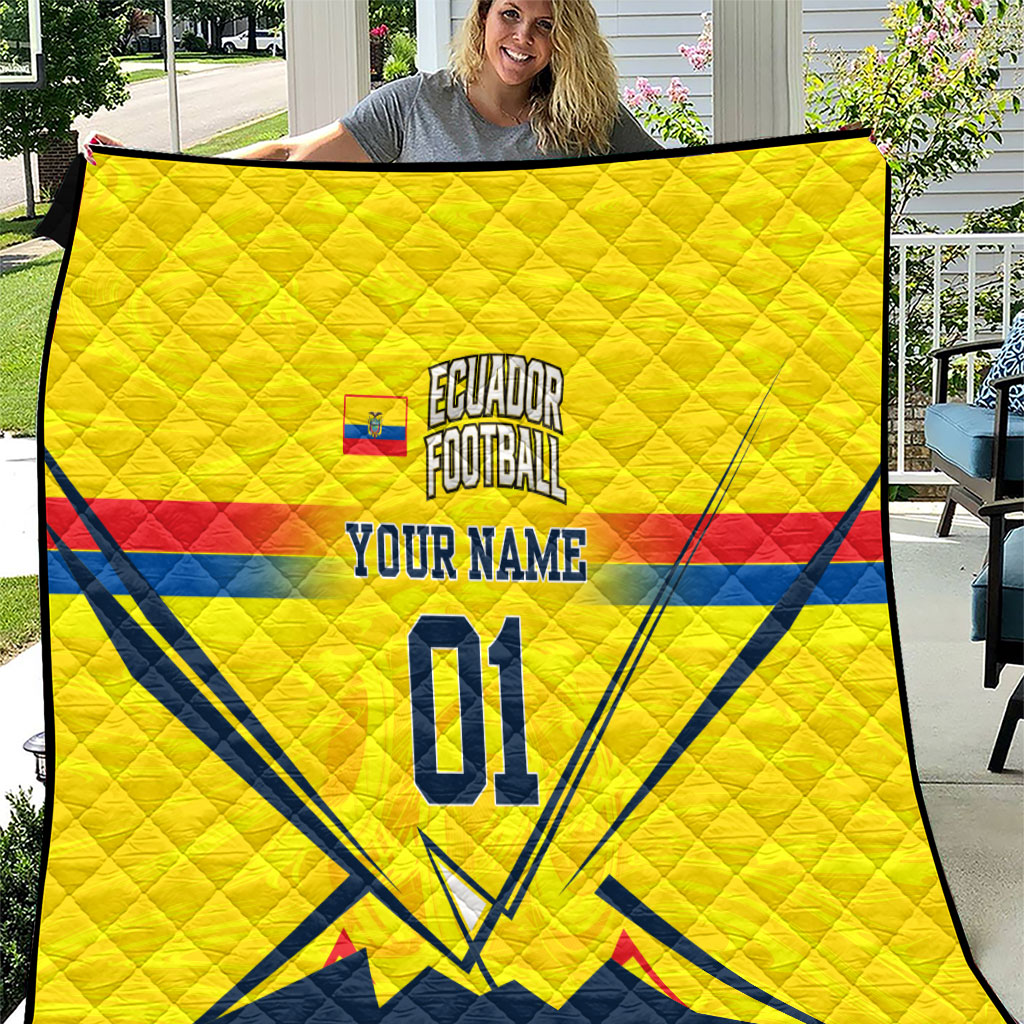 Personalized Ecuador Football Quilt Dynamic Line Soccer Graphic Flag Colors