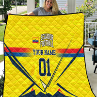 Personalized Ecuador Football Quilt Dynamic Line Soccer Graphic Flag Colors