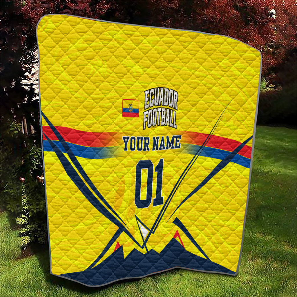 Personalized Ecuador Football Quilt Dynamic Line Soccer Graphic Flag Colors