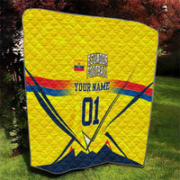 Personalized Ecuador Football Quilt Dynamic Line Soccer Graphic Flag Colors