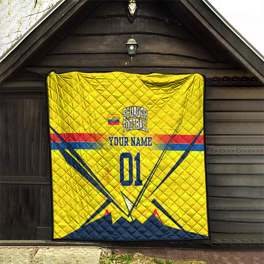 Personalized Ecuador Football Quilt Dynamic Line Soccer Graphic Flag Colors