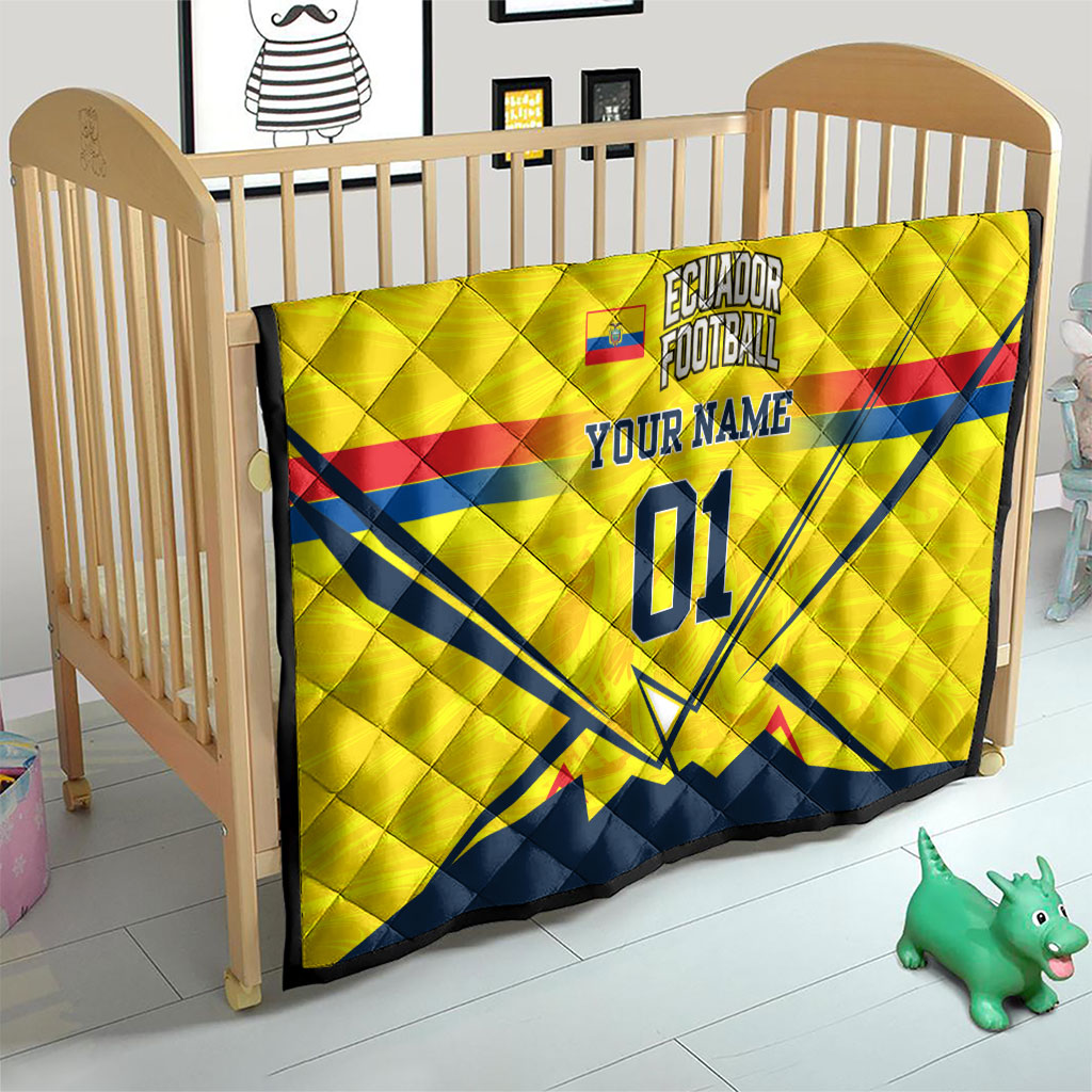Personalized Ecuador Football Quilt Dynamic Line Soccer Graphic Flag Colors