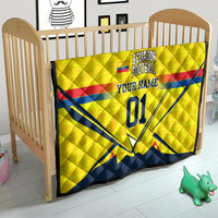 Personalized Ecuador Football Quilt Dynamic Line Soccer Graphic Flag Colors