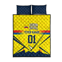 Personalized Ecuador Football Quilt Bed Set Dynamic Line Soccer Graphic Flag Colors