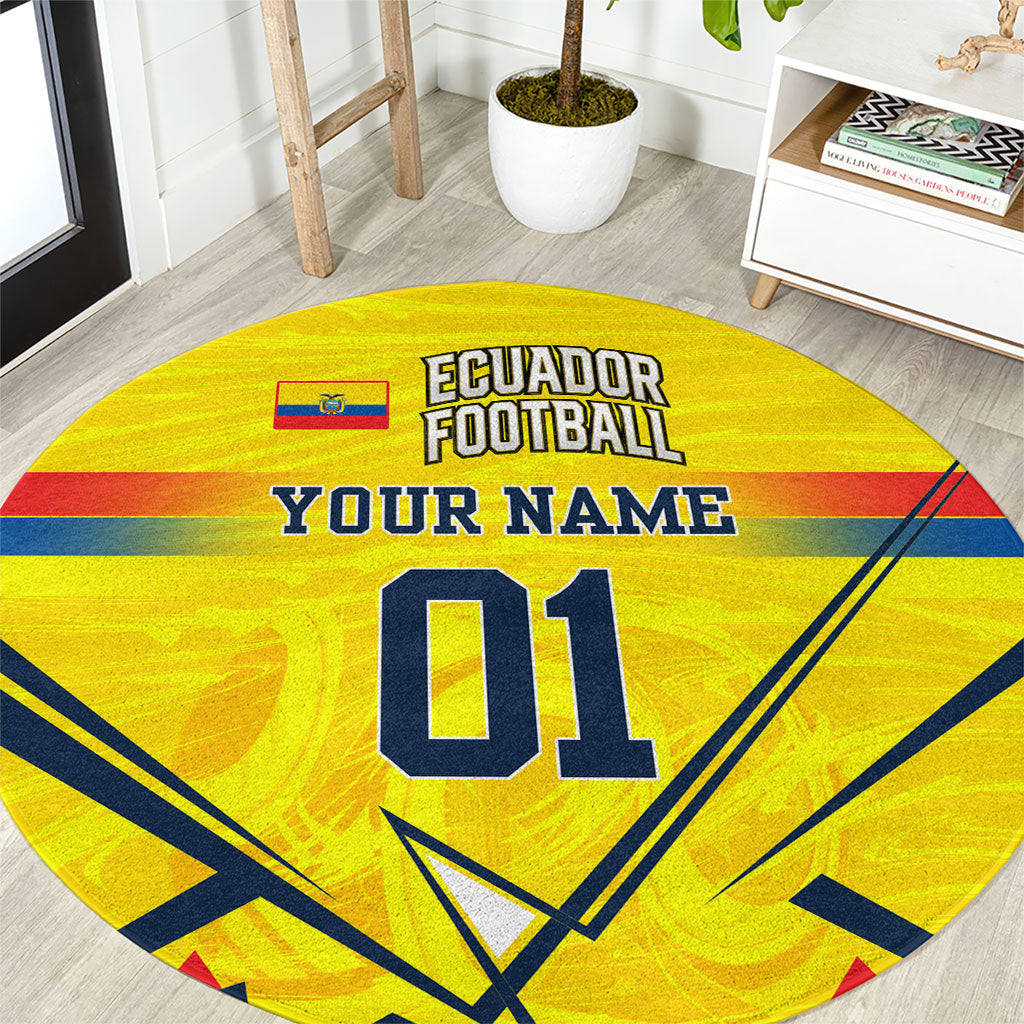 Personalized Ecuador Football Round Carpet Dynamic Line Soccer Graphic Flag Colors