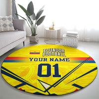 Personalized Ecuador Football Round Carpet Dynamic Line Soccer Graphic Flag Colors