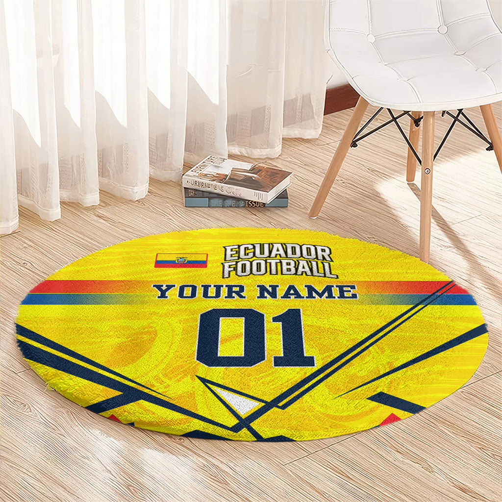 Personalized Ecuador Football Round Carpet Dynamic Line Soccer Graphic Flag Colors