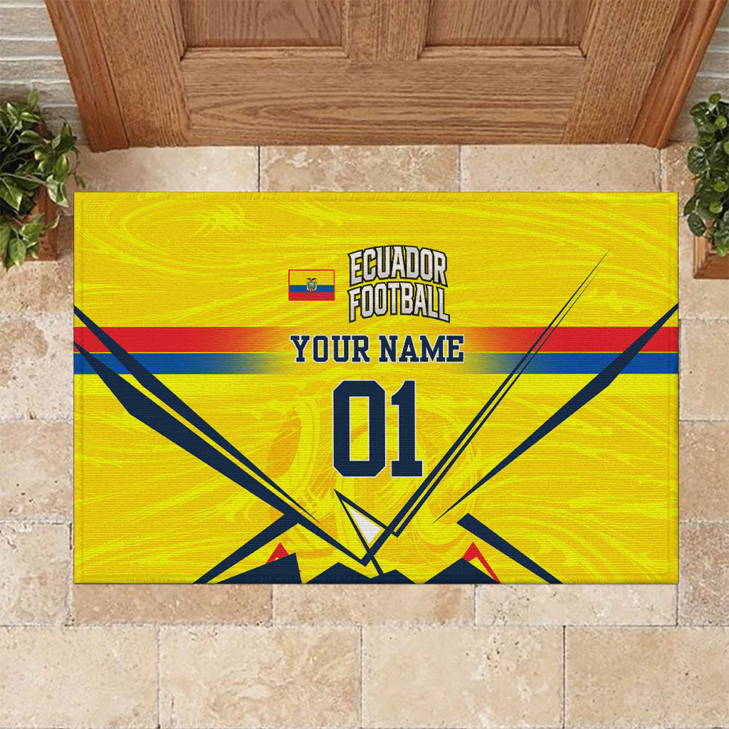 Personalized Ecuador Football Rubber Doormat Dynamic Line Soccer Graphic Flag Colors