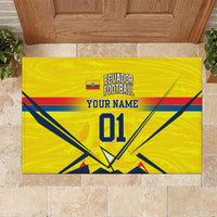 Personalized Ecuador Football Rubber Doormat Dynamic Line Soccer Graphic Flag Colors