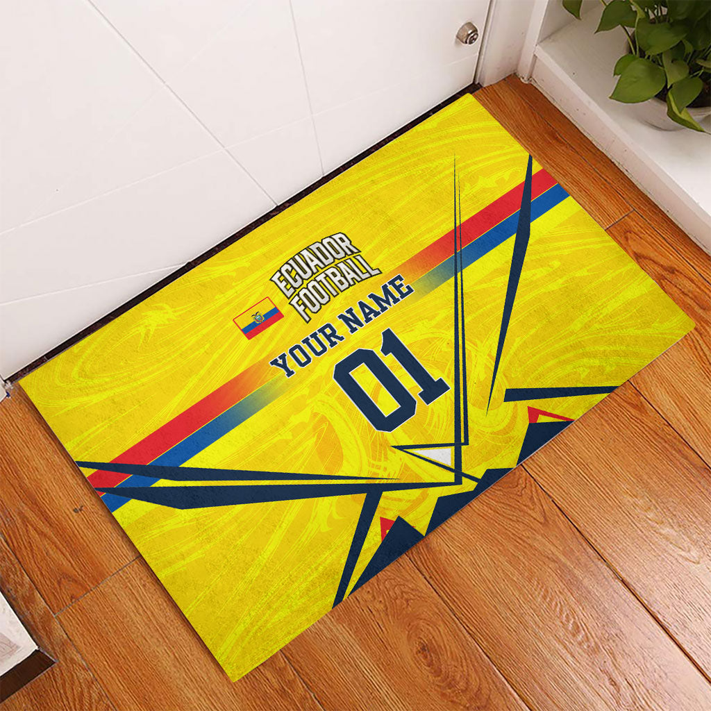 Personalized Ecuador Football Rubber Doormat Dynamic Line Soccer Graphic Flag Colors