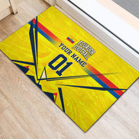 Personalized Ecuador Football Rubber Doormat Dynamic Line Soccer Graphic Flag Colors