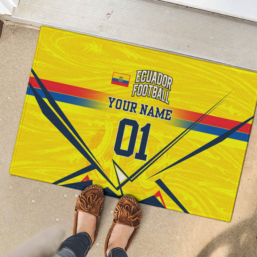 Personalized Ecuador Football Rubber Doormat Dynamic Line Soccer Graphic Flag Colors