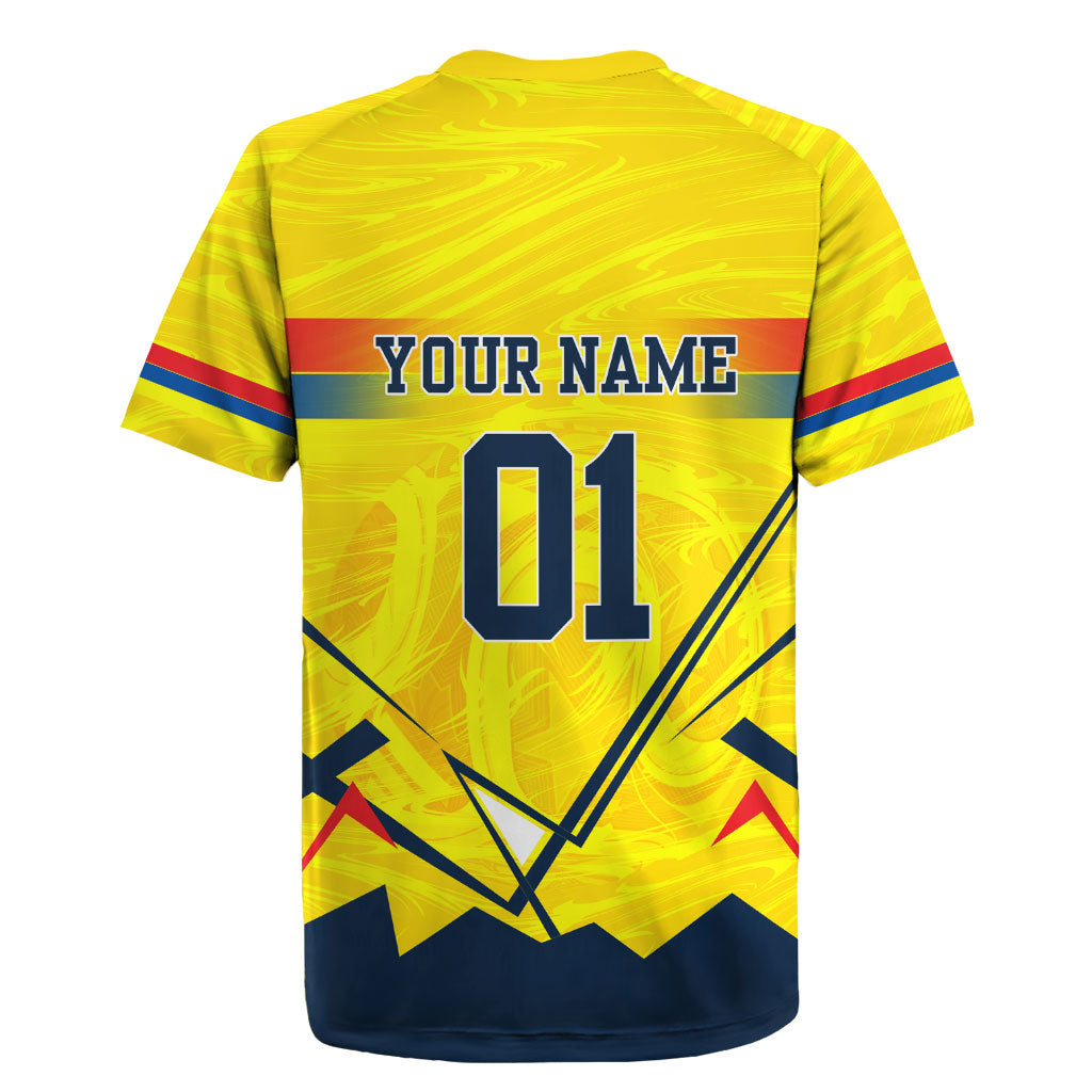 Personalized Ecuador Football Rugby Jersey Dynamic Line Soccer Graphic Flag Colors