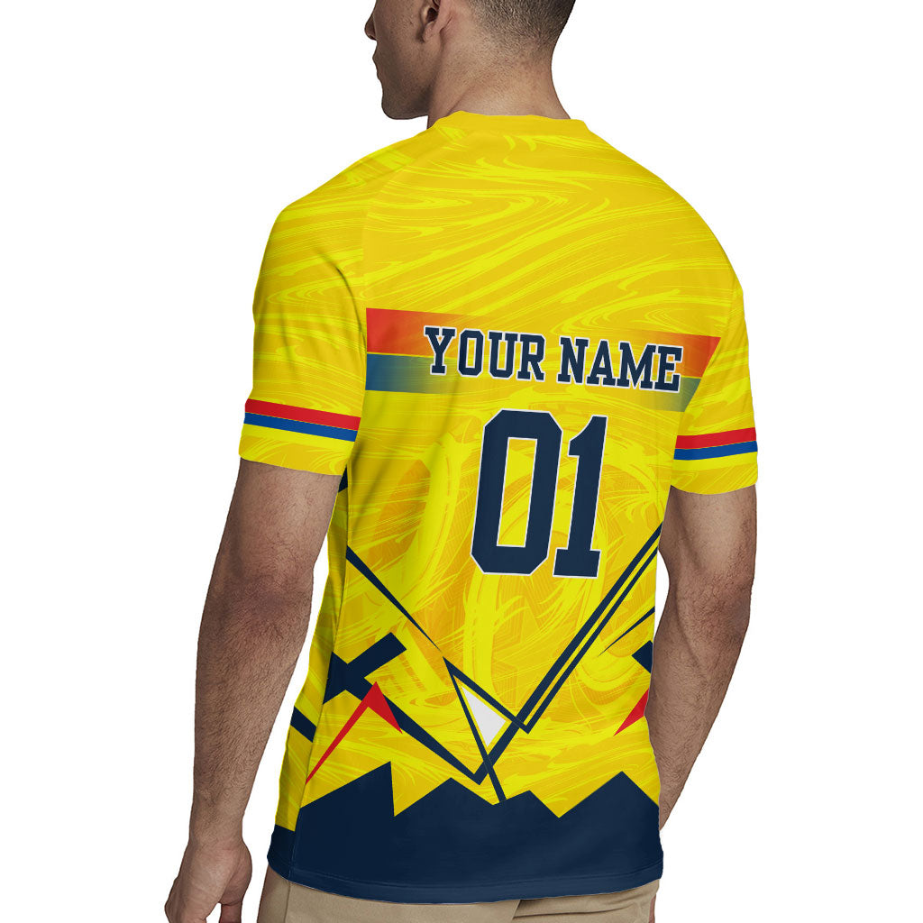 Personalized Ecuador Football Rugby Jersey Dynamic Line Soccer Graphic Flag Colors