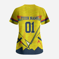 Personalized Ecuador Football Scrub Top Dynamic Line Soccer Graphic Flag Colors