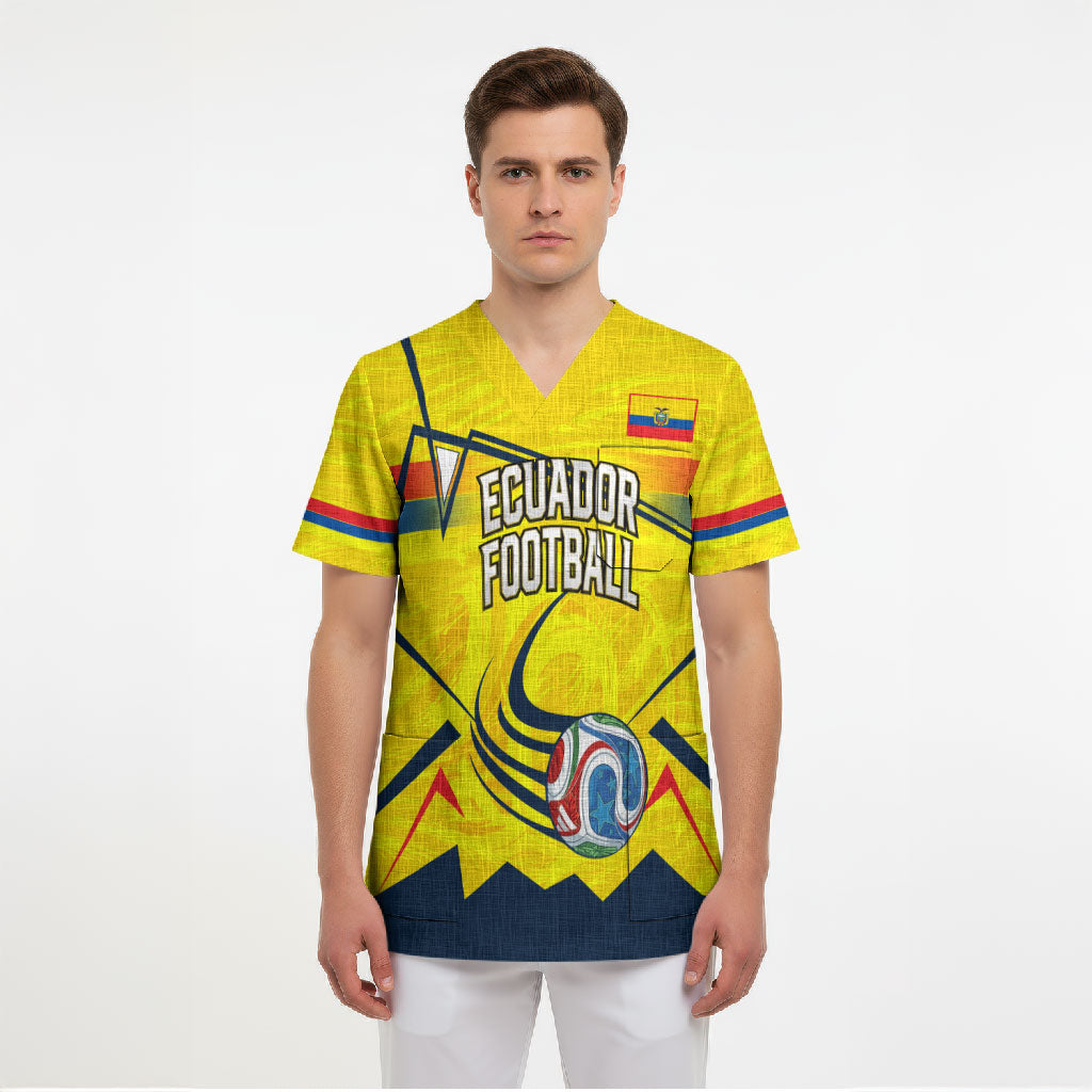 Personalized Ecuador Football Scrub Top Dynamic Line Soccer Graphic Flag Colors