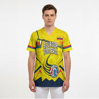 Personalized Ecuador Football Scrub Top Dynamic Line Soccer Graphic Flag Colors