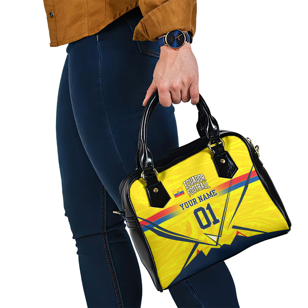 Personalized Ecuador Football Shoulder Handbag Dynamic Line Soccer Graphic Flag Colors