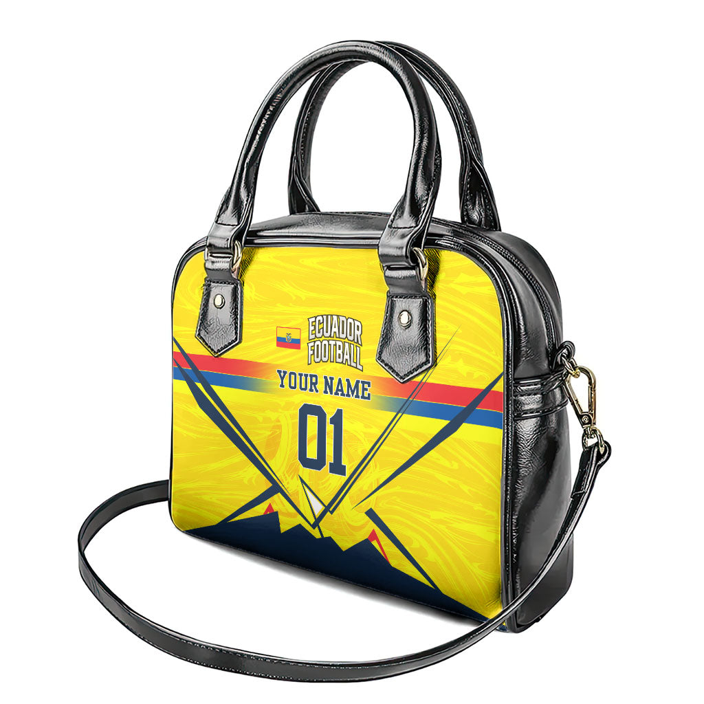 Personalized Ecuador Football Shoulder Handbag Dynamic Line Soccer Graphic Flag Colors