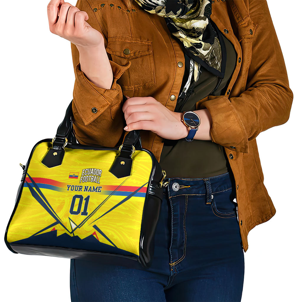 Personalized Ecuador Football Shoulder Handbag Dynamic Line Soccer Graphic Flag Colors