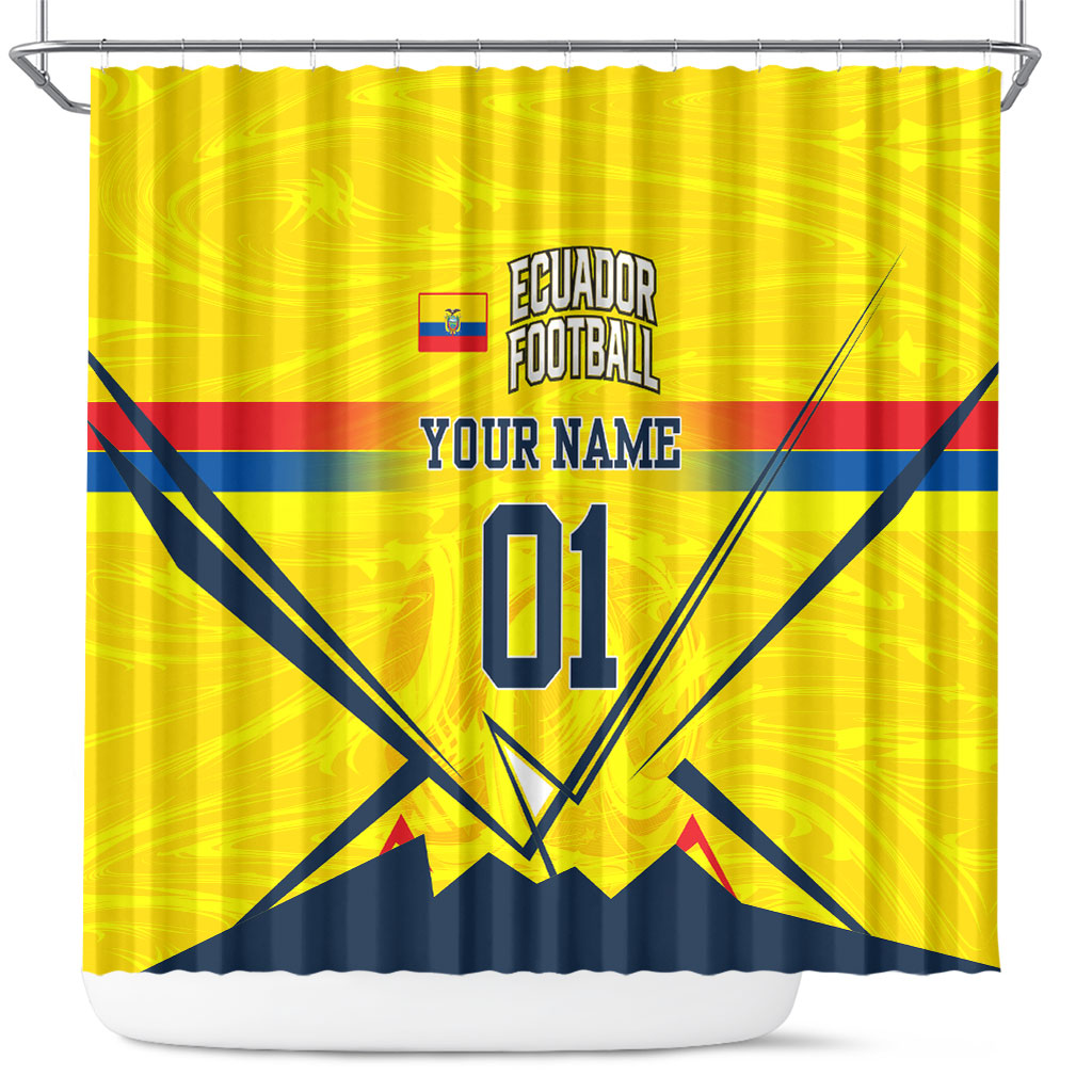 Personalized Ecuador Football Shower Curtain Dynamic Line Soccer Graphic Flag Colors