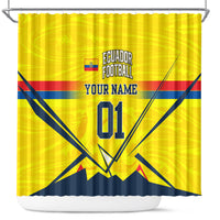 Personalized Ecuador Football Shower Curtain Dynamic Line Soccer Graphic Flag Colors