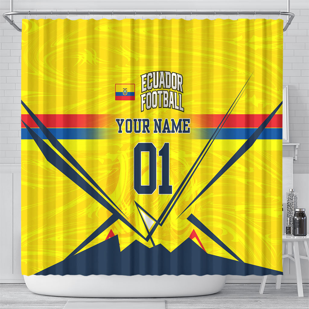 Personalized Ecuador Football Shower Curtain Dynamic Line Soccer Graphic Flag Colors