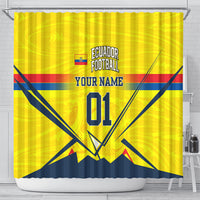 Personalized Ecuador Football Shower Curtain Dynamic Line Soccer Graphic Flag Colors