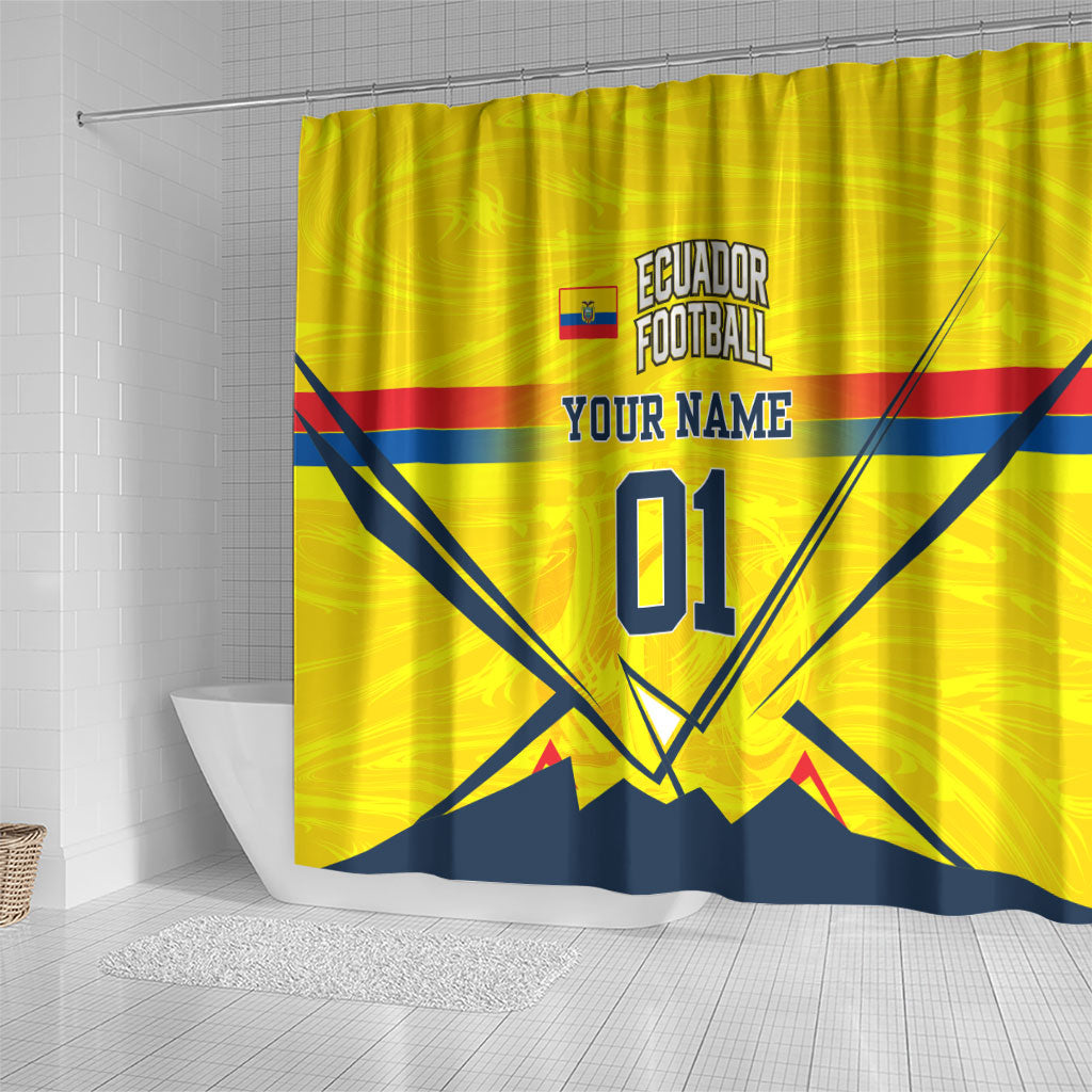 Personalized Ecuador Football Shower Curtain Dynamic Line Soccer Graphic Flag Colors