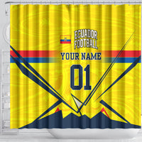 Personalized Ecuador Football Shower Curtain Dynamic Line Soccer Graphic Flag Colors