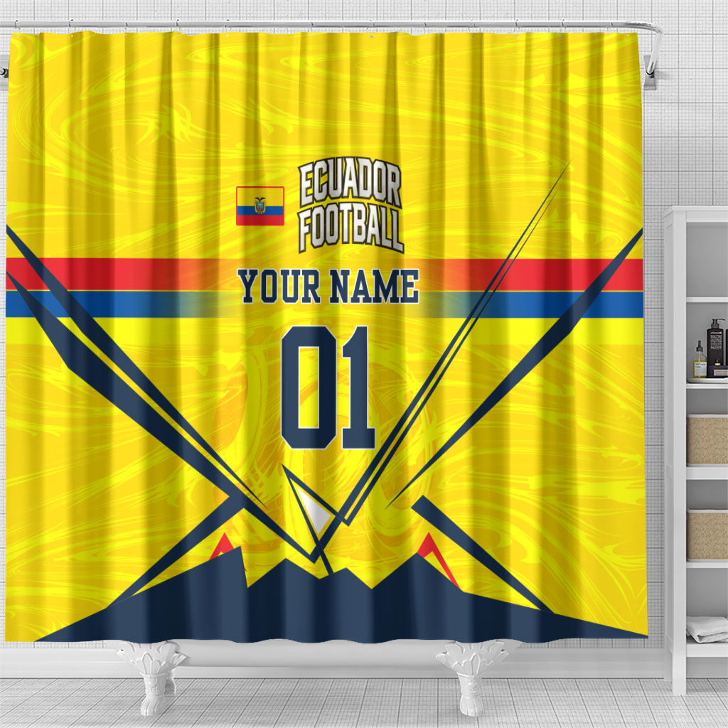 Personalized Ecuador Football Shower Curtain Dynamic Line Soccer Graphic Flag Colors