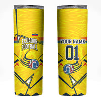 Personalized Ecuador Football Skinny Tumbler Dynamic Line Soccer Graphic Flag Colors