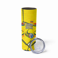 Personalized Ecuador Football Skinny Tumbler Dynamic Line Soccer Graphic Flag Colors