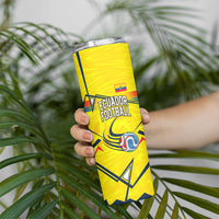 Personalized Ecuador Football Skinny Tumbler Dynamic Line Soccer Graphic Flag Colors